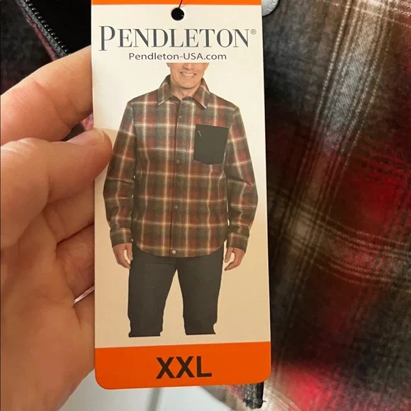 Pendleton Men’s Wool Mix Red and Black Gray Plaid Shirt Jacket- insulated - Picture 9 of 10